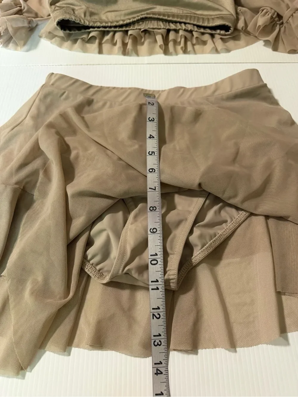 Weissman Balera dance costume tan nude illusion mesh 2 piece 17134 17176 MA adul